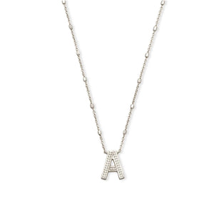 Letter A Pendant Necklace In Silver