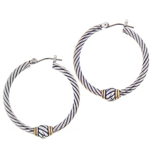 John Medeiros Oval Link Collection Large Twisted Wire Hoop Earrings