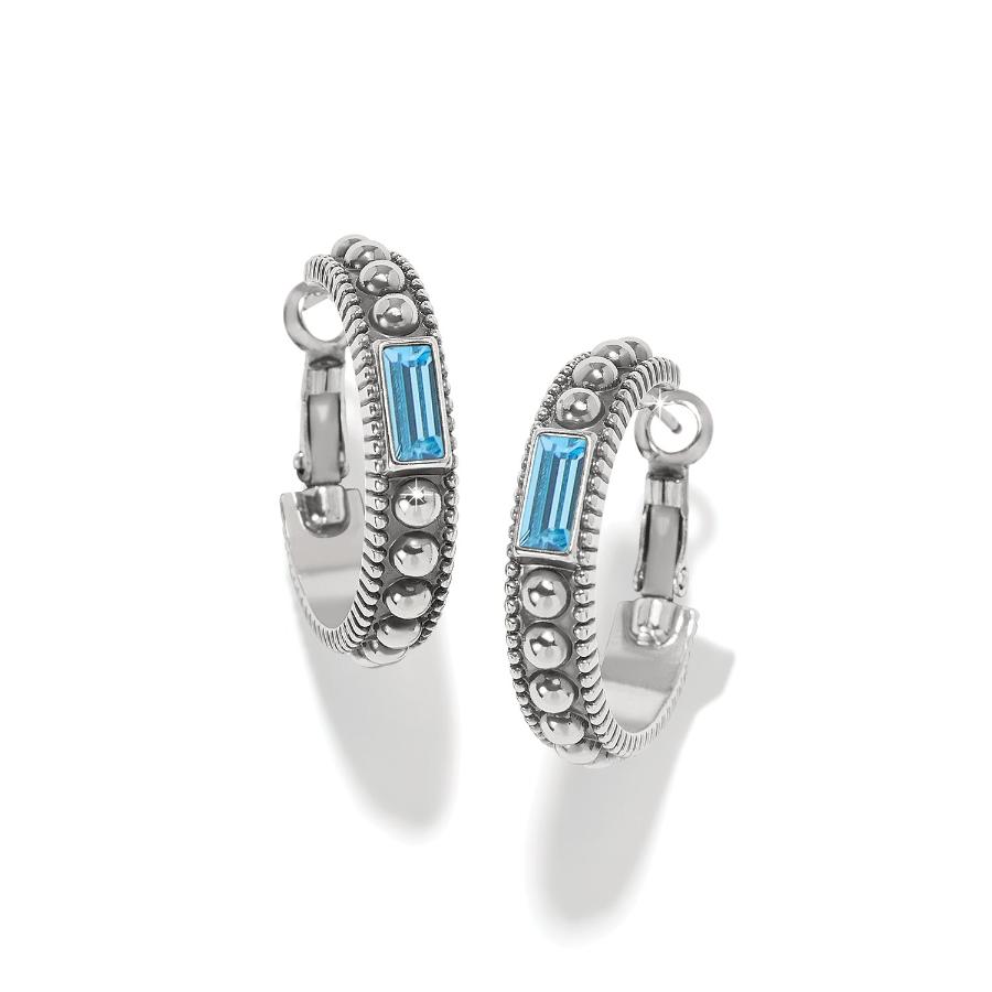 Pretty Tough Gem Hoop Earrings-Aqua