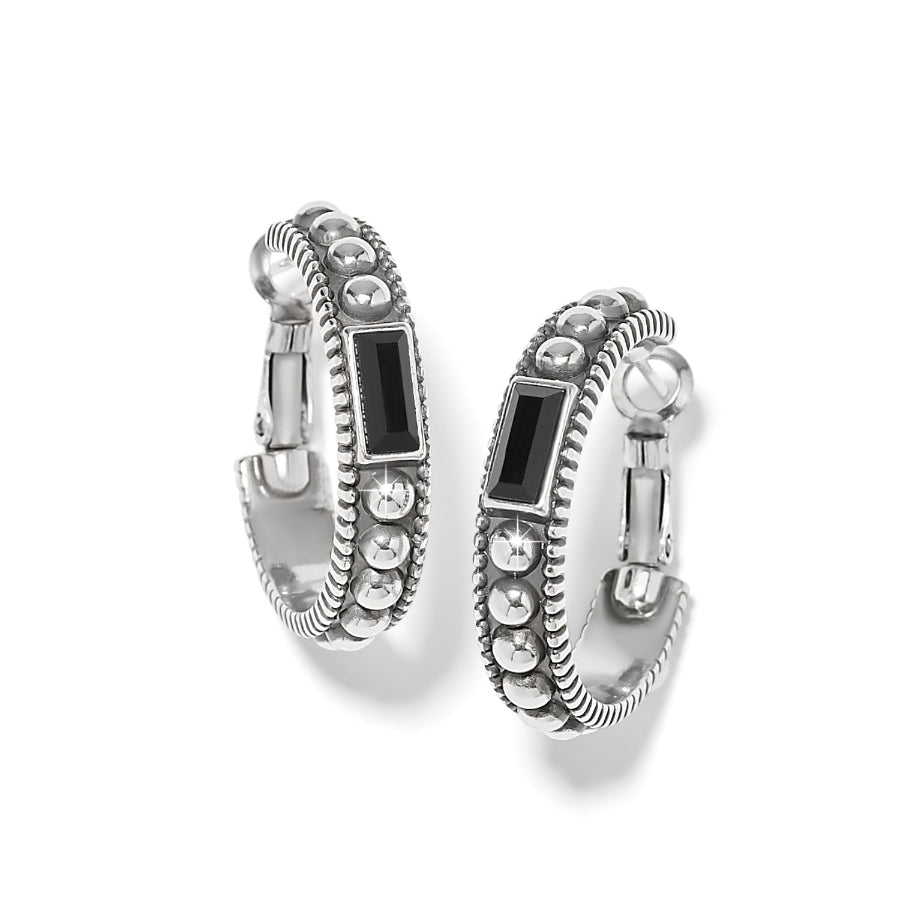 Pretty Tough Gem Hoop Earrings-Black