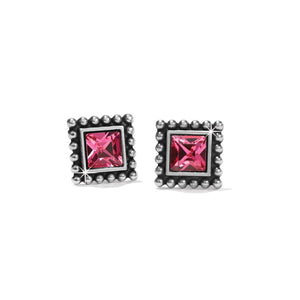 Sparkle Square Mini Post Earrings-Pink