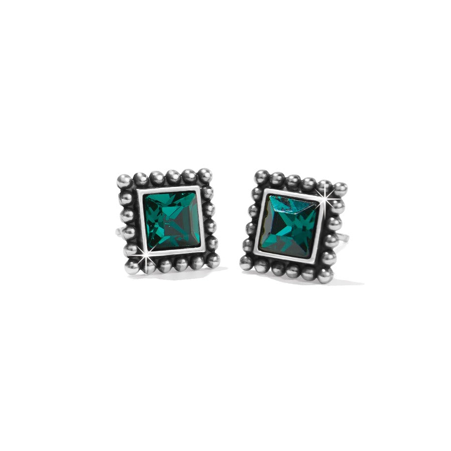 Sparkle Square Mini Post Earrings-Green