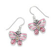 Load image into Gallery viewer, La Tulipe Butterfly Pink French Wire Earrings
