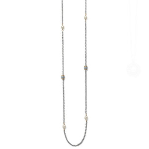 Meridian Petite Pearl Two Tone Long Necklace