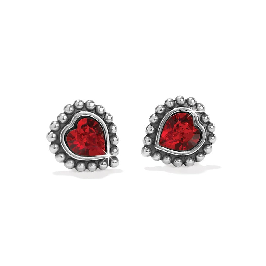 Shimmer Heart Mini Post Earrings-Red