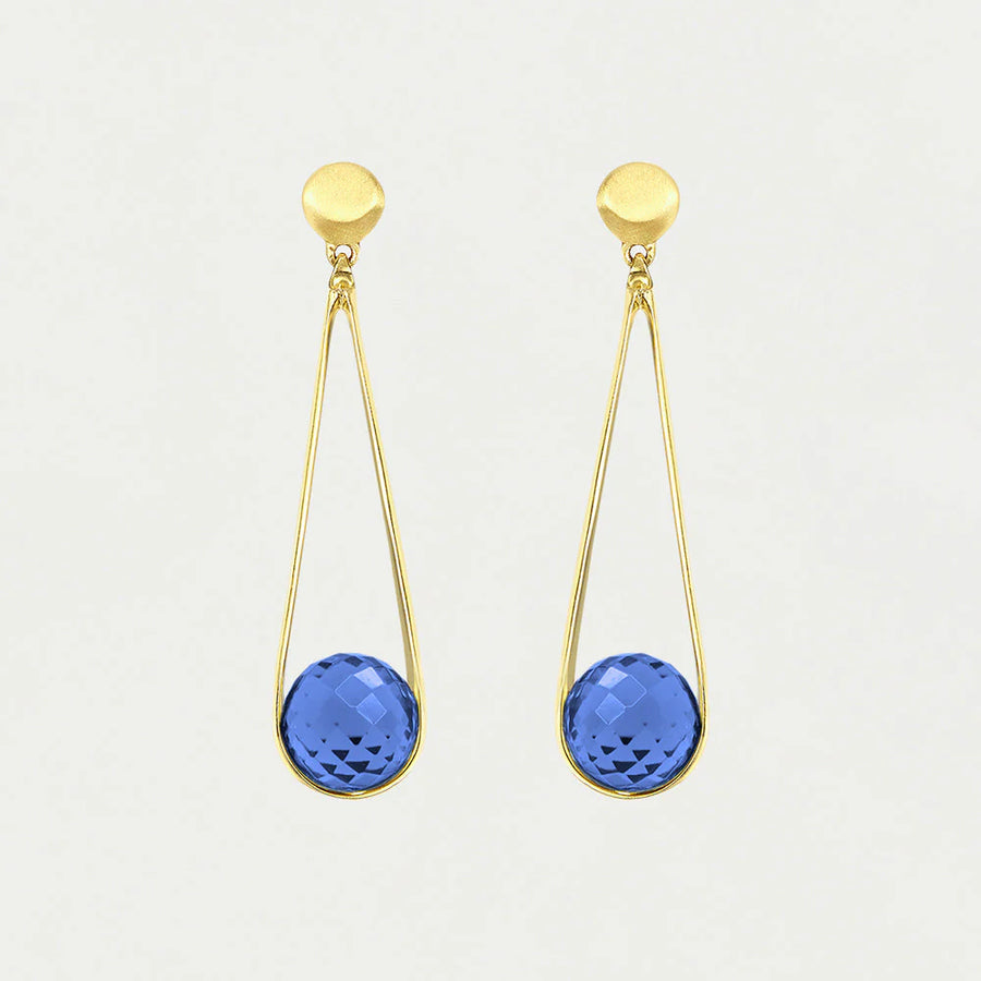 Mini Ipanema Earrings-Gold & Midnight Blue
