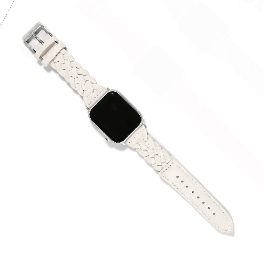 Sutton Braided Leather Watch Band-Optic White