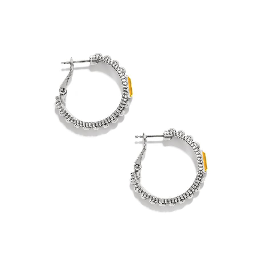 Pretty Tough Gem Hoop Earrings-Light Topaz