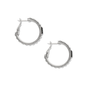 Pretty Tough Gem Hoop Earrings-Black