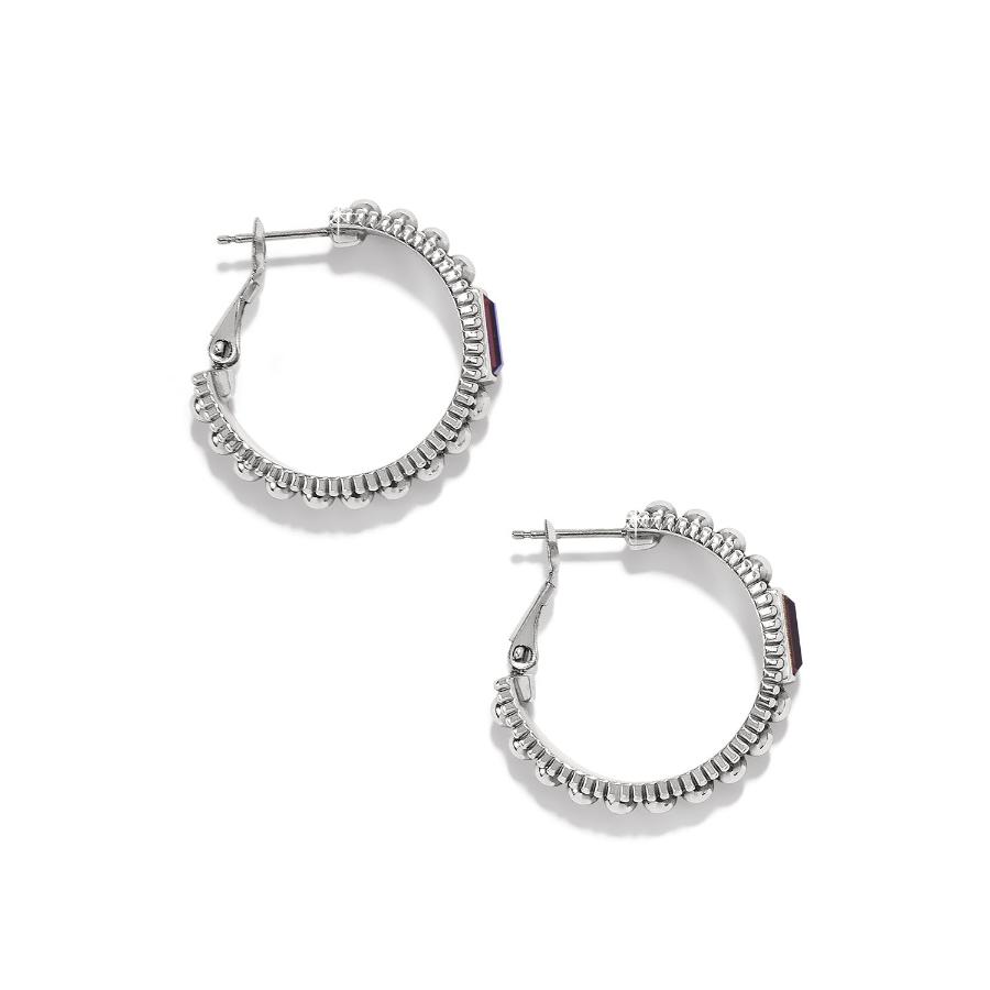 Pretty Tough Gem Hoop Earrings-Amythest