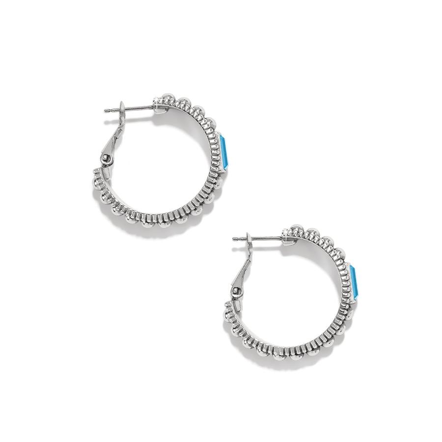 Pretty Tough Gem Hoop Earrings-Aqua