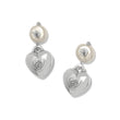 Load image into Gallery viewer, One Heart Pearl Post Drop Earrings

