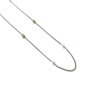 Meridian Petite Pearl Two Tone Long Necklace