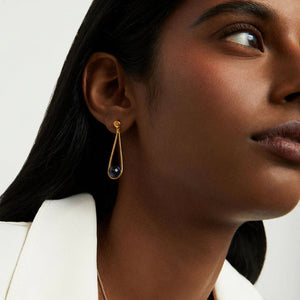 Mini Ipanema Earrings-Gold & Midnight Blue