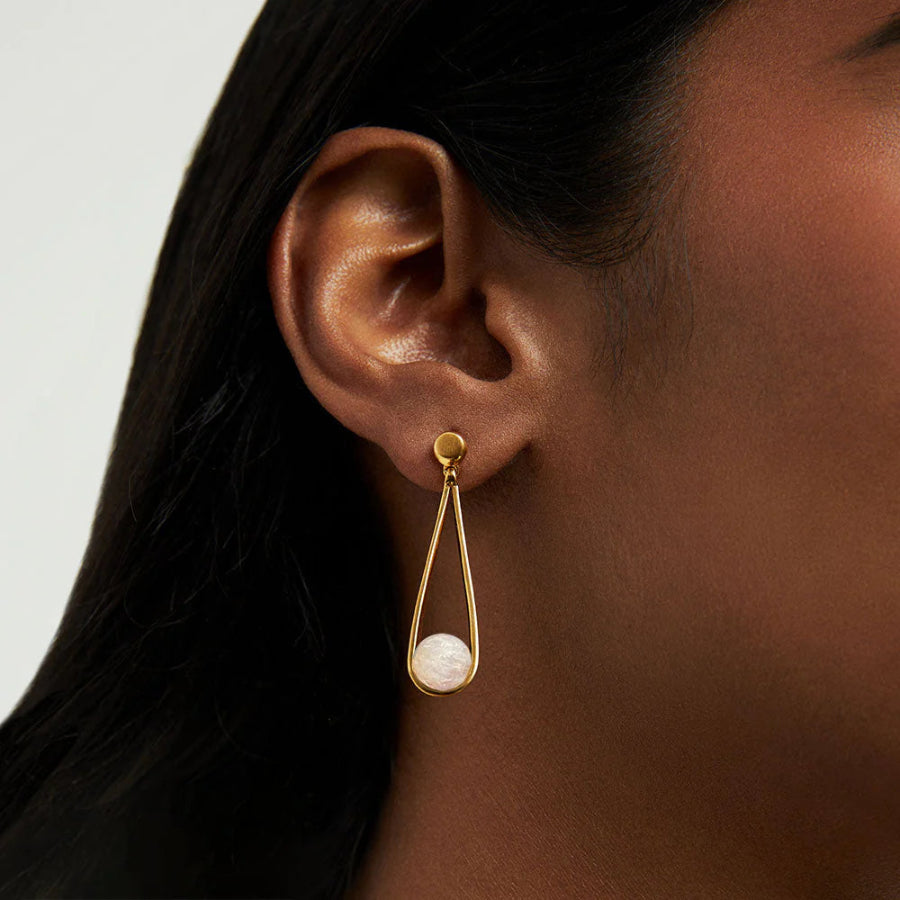 Mini Ipanema Earrings-Gold & Moonstone