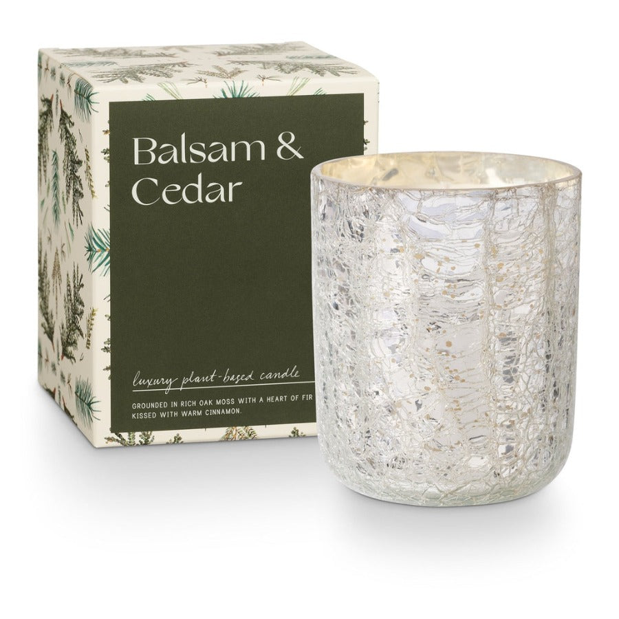 Balsam and Cedar - Crackle Glass Candle