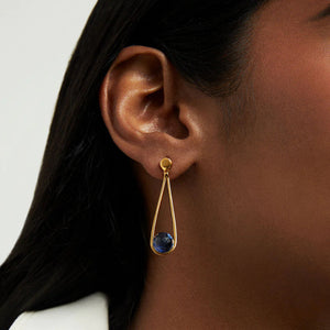 Mini Ipanema Earrings-Gold & Midnight Blue