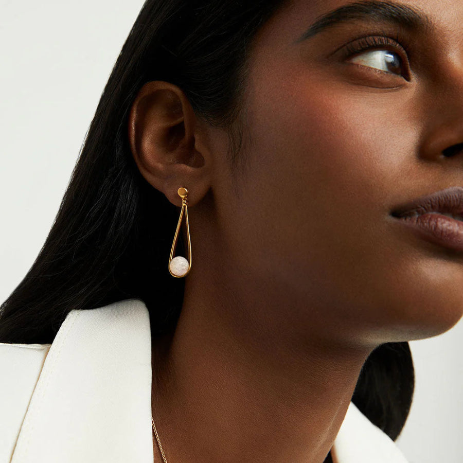 Mini Ipanema Earrings-Gold & Moonstone