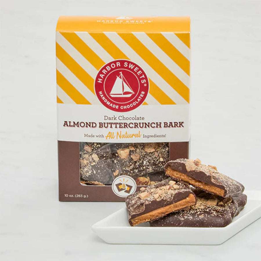 Harbor Sweets Chocolates - Dark Chocolate Almond Buttercrunch Bark - 10oz