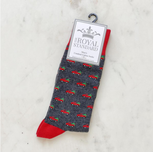 Men's Royal Socks - Christmas Tree Truck