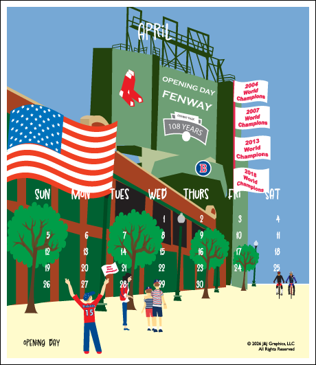 2026 Jewel Case Calendar - 5" x 5.5" - Boston