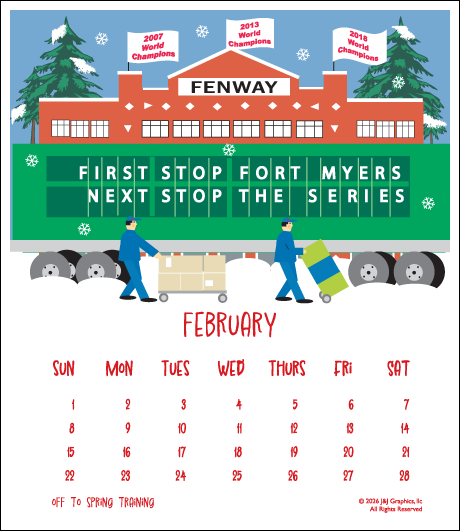 2026 Jewel Case Calendar - 5" x 5.5" - Boston