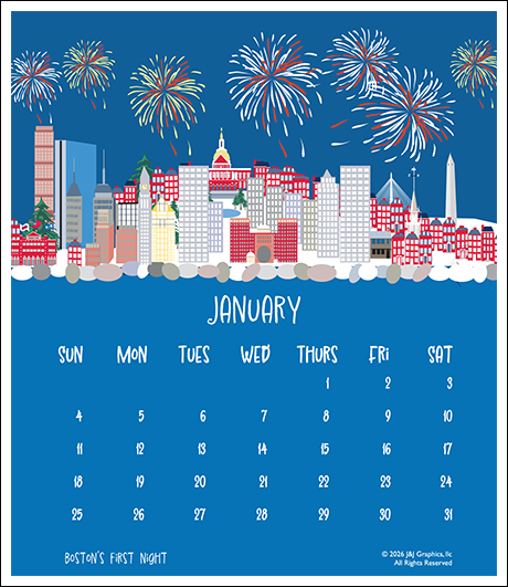 2026 Poster Calendar - 11 x 14 - Boston
