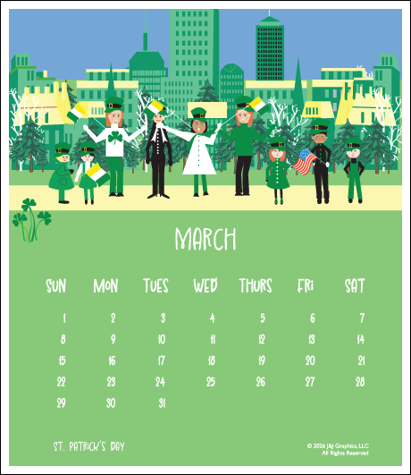 2026 Jewel Case Calendar - 5" x 5.5" - Boston