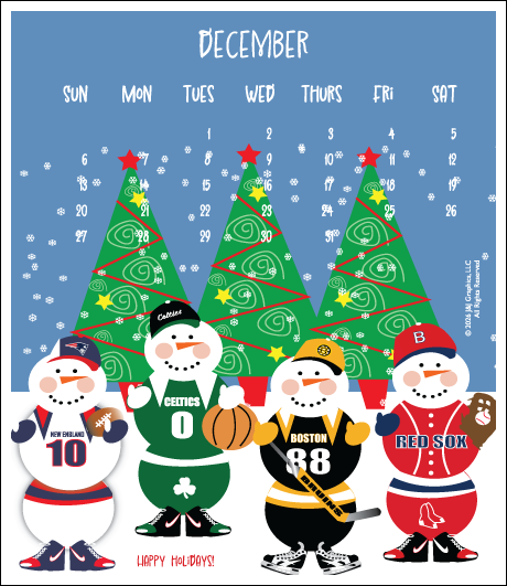 2026 Jewel Case Calendar - 5" x 5.5" - Boston Sports