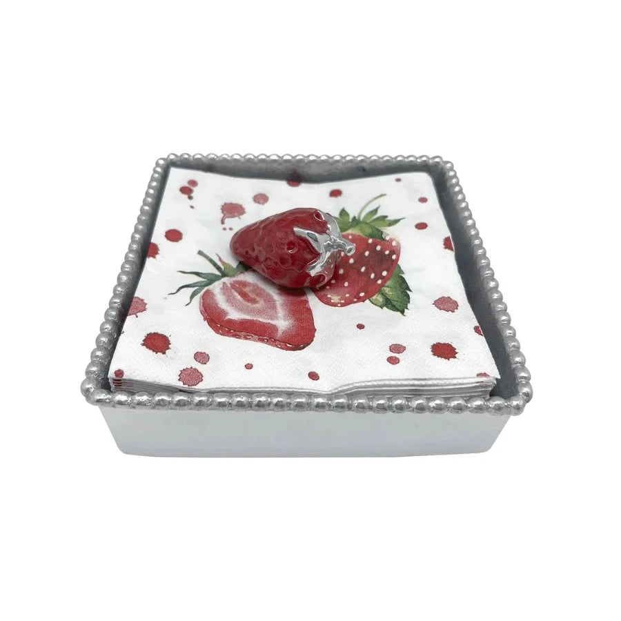 Beaded Napkin Box - Strawberry