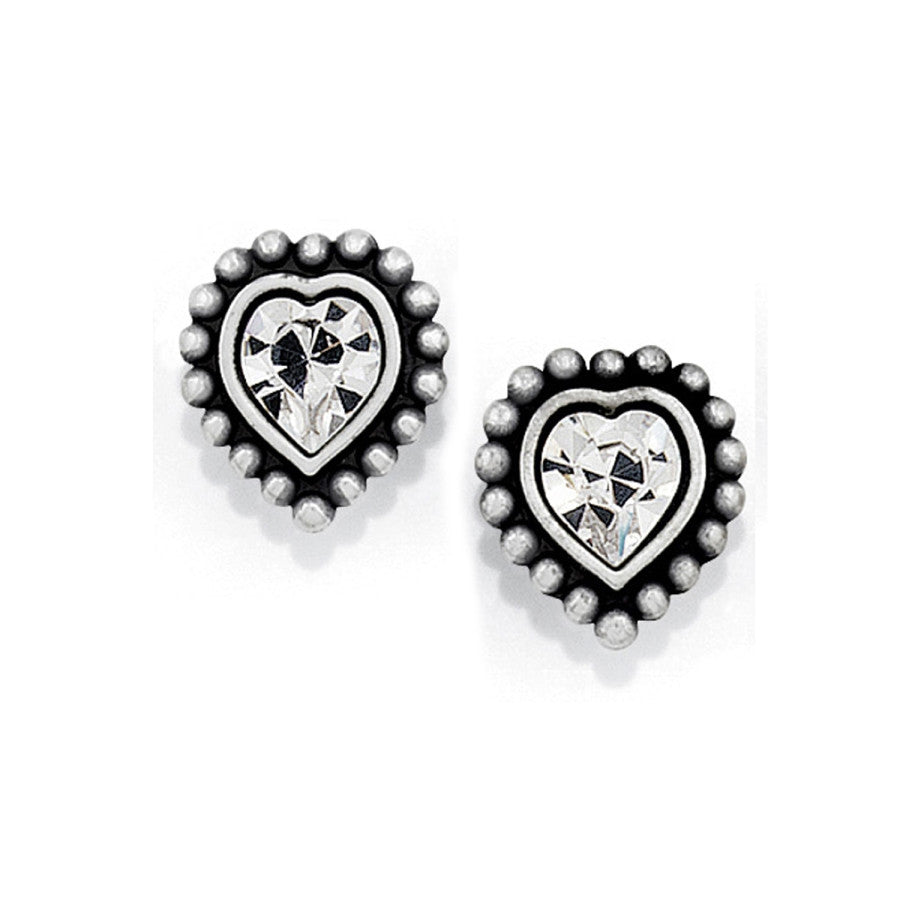 Shimmer Heart Mini Post Earrings-Clear