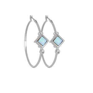 Opalas do Mar Collection - Blue Diamond Opal Hoop Earrings