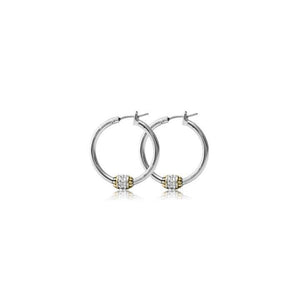 John Medeiros -Beaded Pave' Hoop Earrings