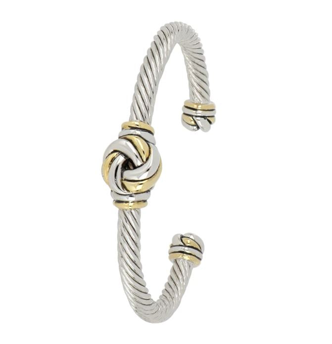 Infinity Knot Two Tone Center Wire Cuff Bracelet