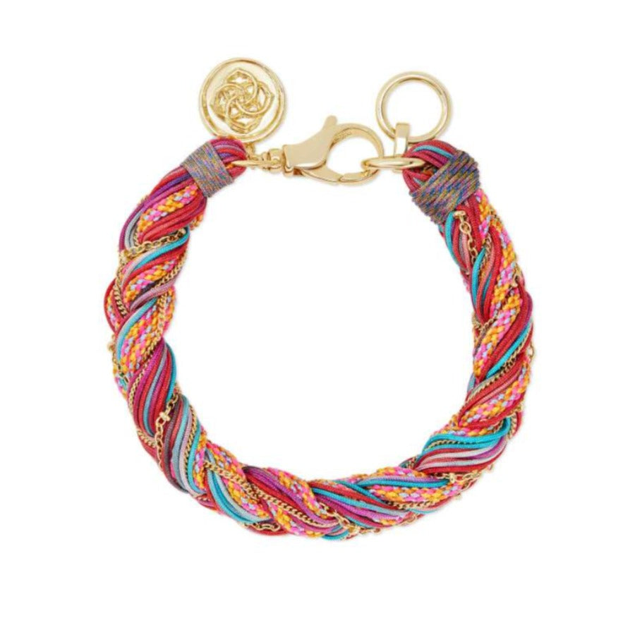 Masie Gold Corded Friendship Bracelet In Coral Mix Paracord