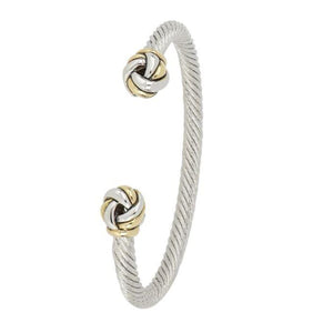 Infinity Knot Two Tone Ends Wire Cuff Bracelet