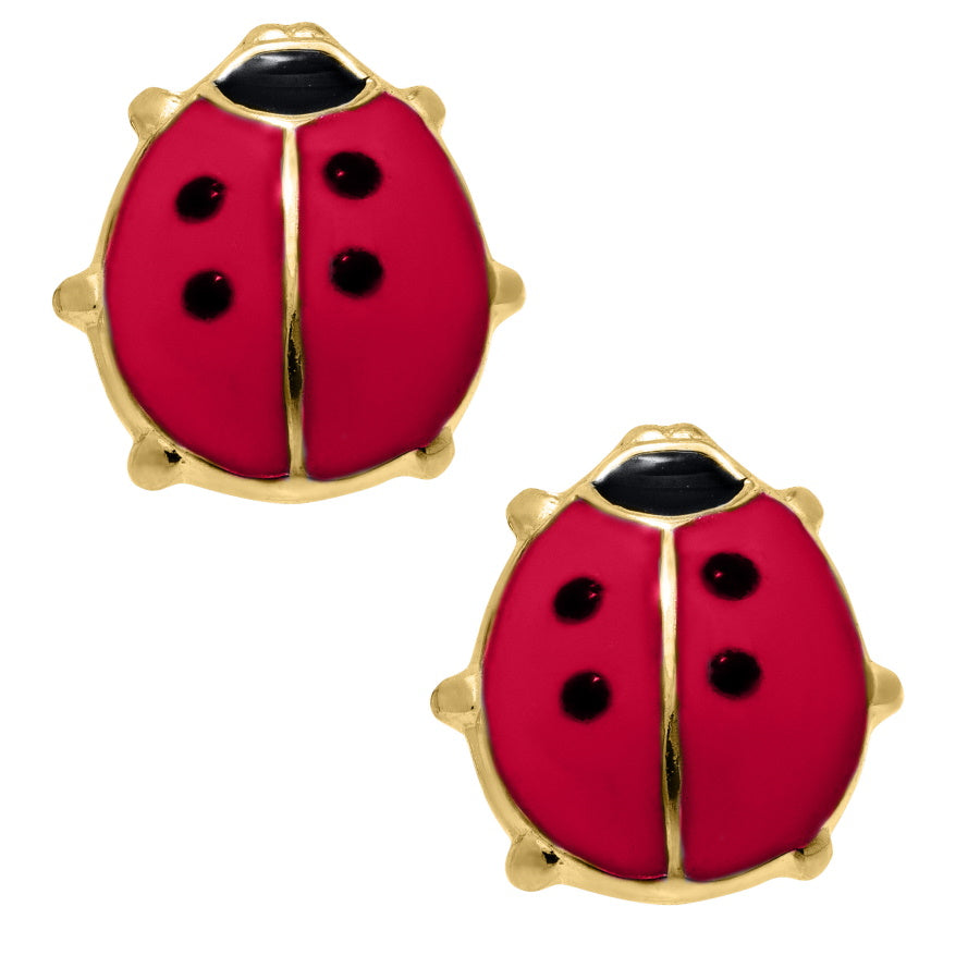 14K Red Ladybug Gold Earrings-Children