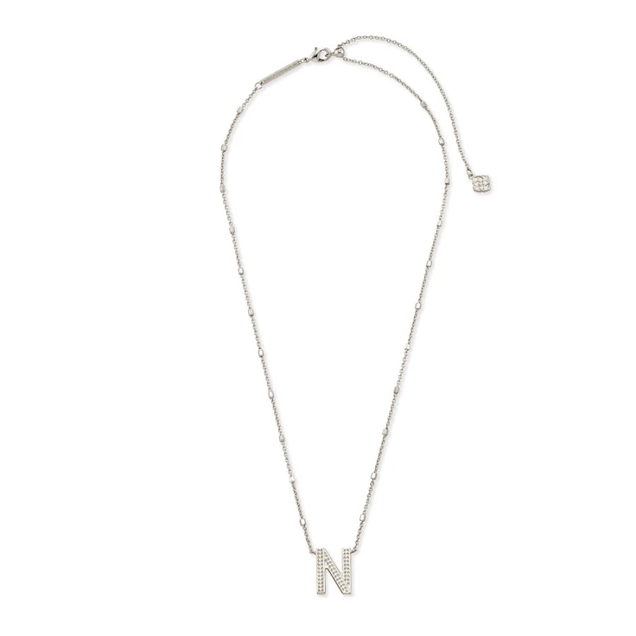 Letter N Pendant Necklace In Silver