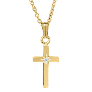 14K GF CROSS W-DIAMOND-P607A-Children