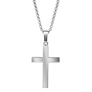 SS Domed Cross Necklace-Adult