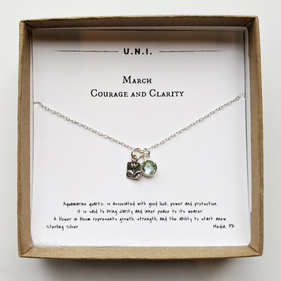 Aquamarine March Birthstone Necklace Sterling Silver By Nellou Jewellery |  notonthehighstreet.com