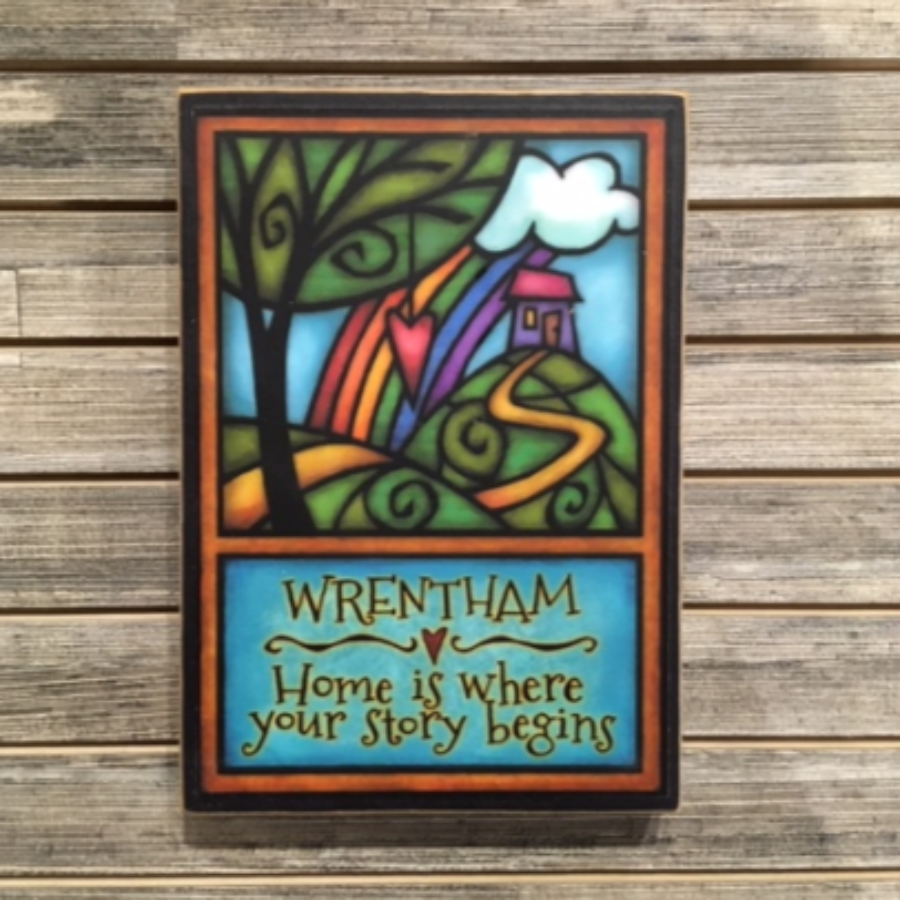 Wood Plaque - Wrentham - Home is where your story begins