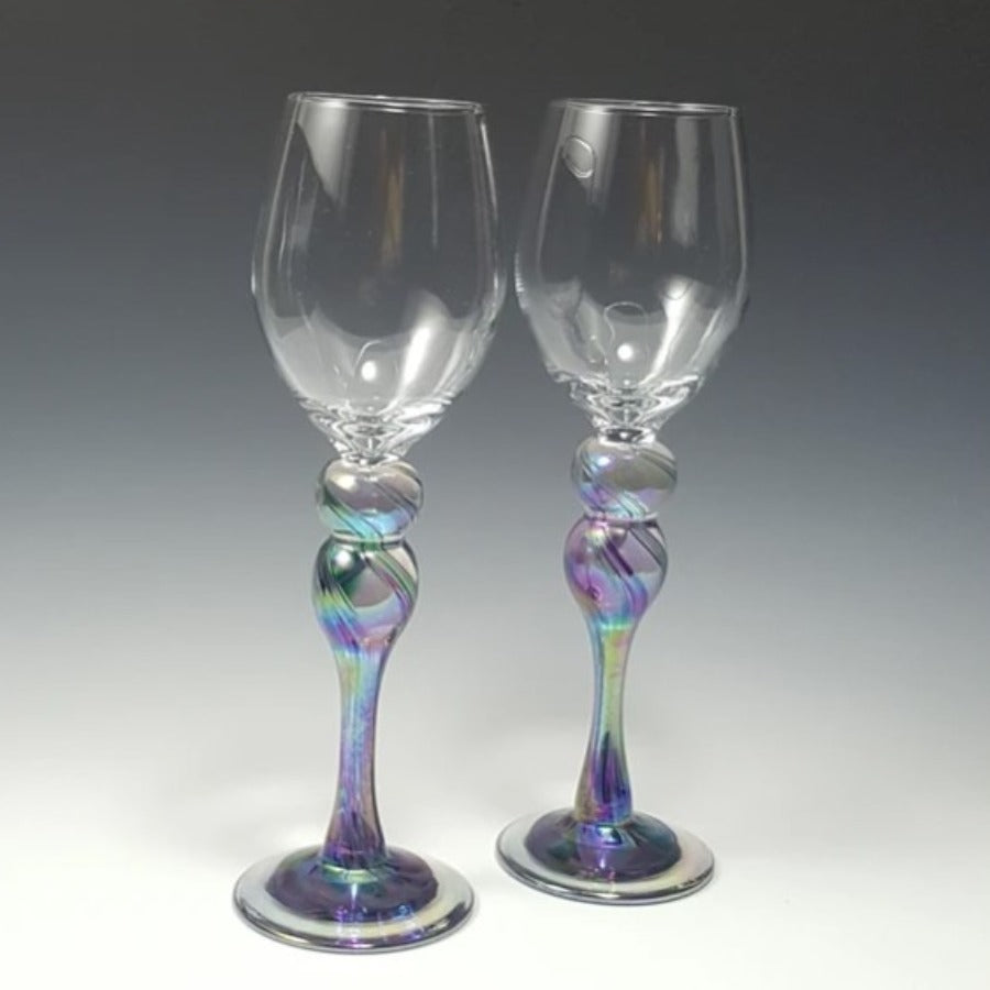 Blown-Glass Wine Goblet - Cool Mix - Set of 2