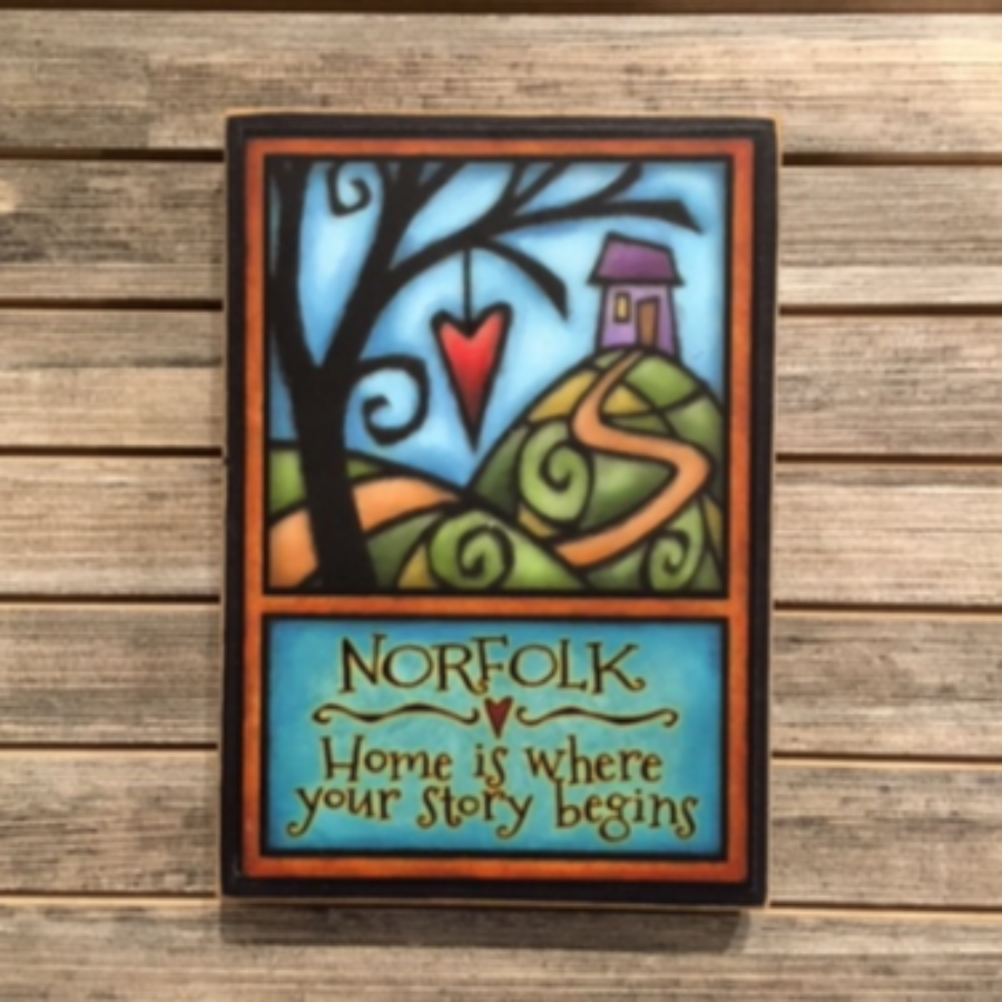 Wood Plaque - Norfolk - Home is where your story begins