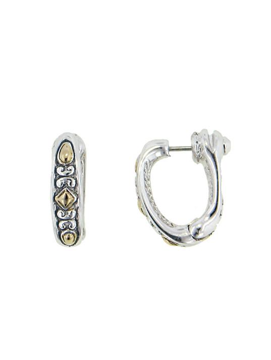 Oval Link Collection Two Tone Snuggy Earrings
