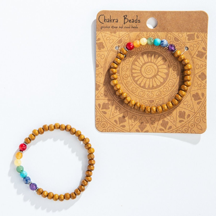 Chakra Stone & Wood Bracelet
