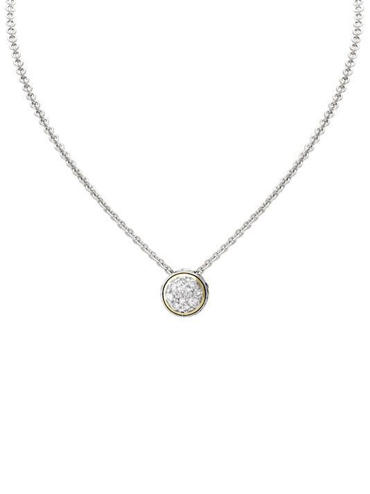Oval Link Collection Lanna Solitaire Pave' Necklace