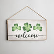 Load image into Gallery viewer, Twine Hanging Sign - Welcome - Shamrocks
