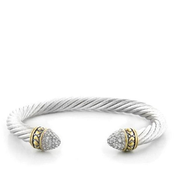 Briolette Pave' Small Wire Cuff Bracelet