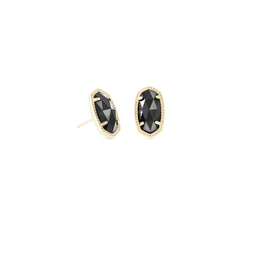 Ellie Gold Stud Earrings In Black